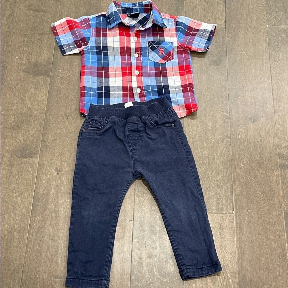2pc Dress shirt and Pants outfit 18M